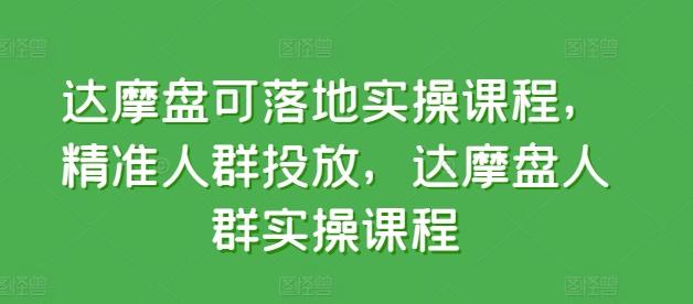 达摩盘可落地实操课程，精准人群投放，达摩盘人群实操课程-木白网创
