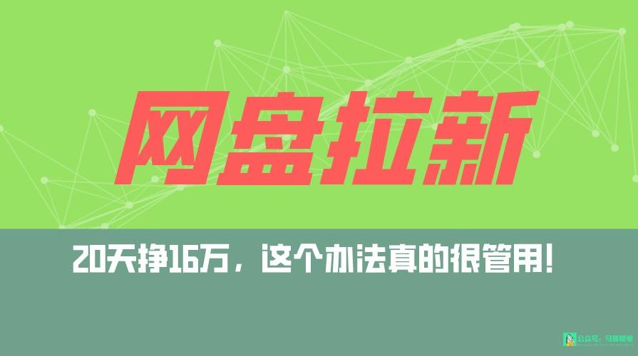 网盘拉新+私域全自动玩法，0粉起号，小白可做，当天见收益，已测单日破5000-木白网创