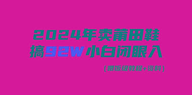 (9329期)2024年卖莆田鞋，搞了92W，小白闭眼操作！-木白网创