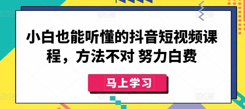 小白也能听懂的抖音短视频课程，方法不对 努力白费-木白网创