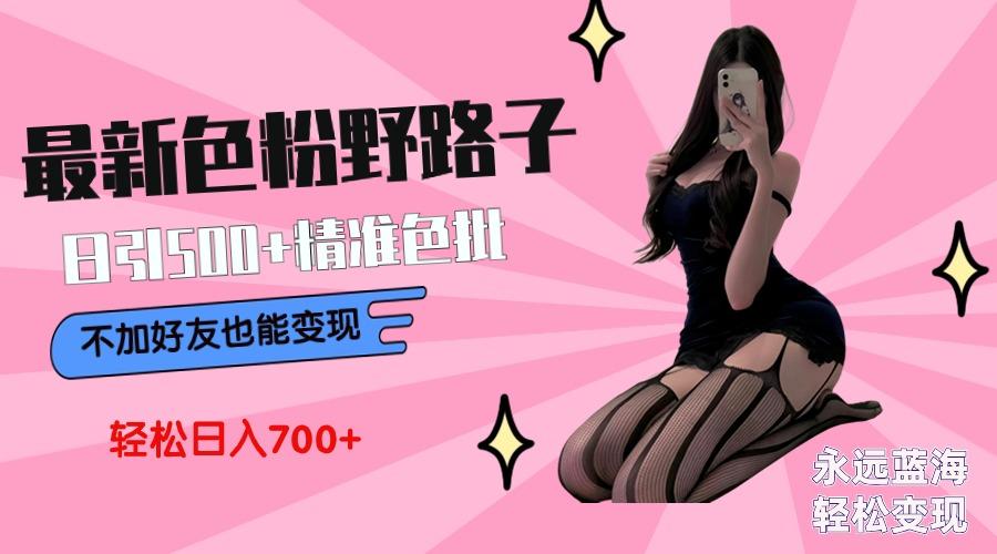 最新色粉变现野路子，日引500+老色批 可不加好友直接变现 小白轻松日入700+-木白网创