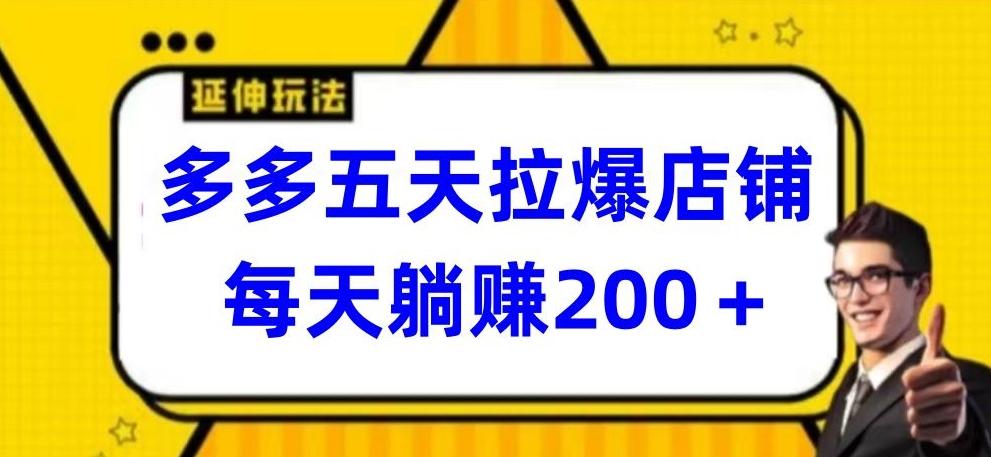 多多五天拉爆店铺，每天躺赚200+【揭秘】-木白网创