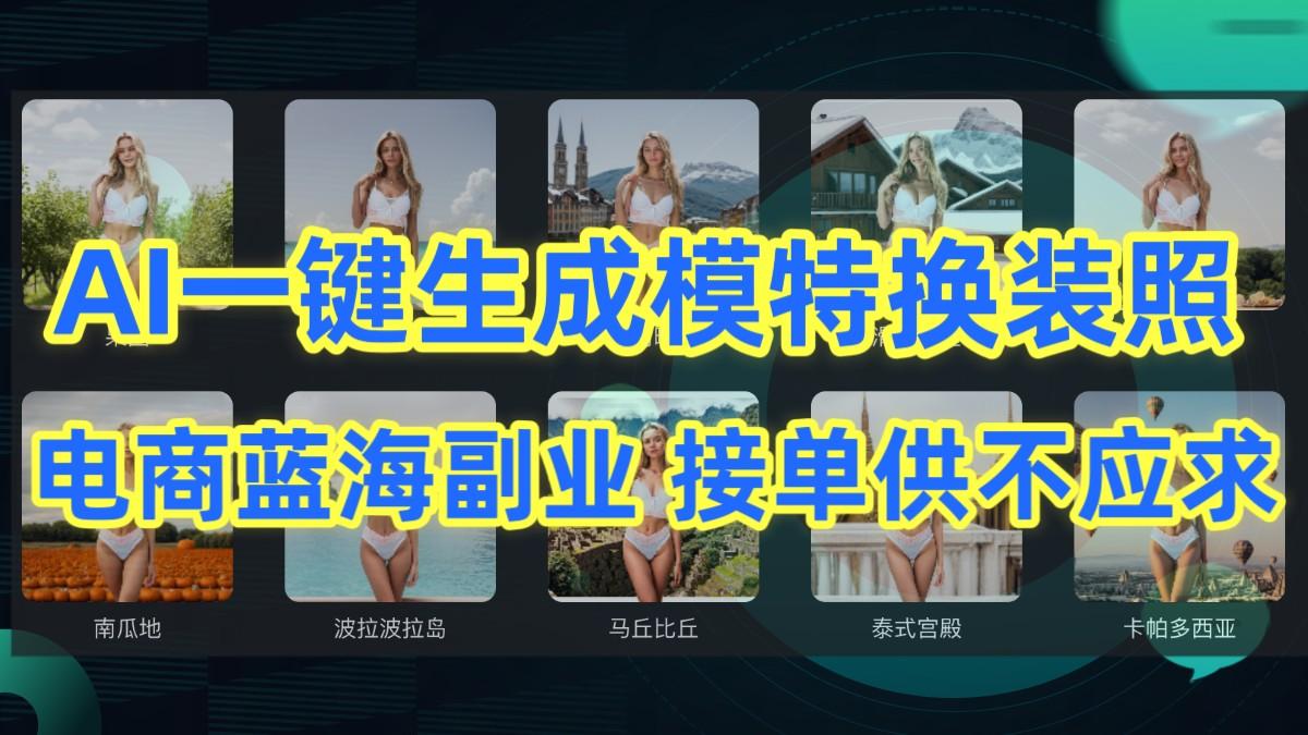 AI制作一键生成模特换装照，电商蓝海副业，接单供不应求-木白网创