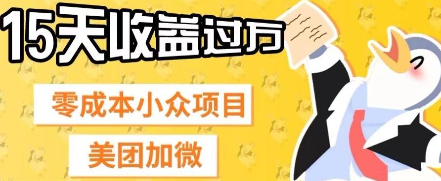 零成本小众项目，美团加微，一单4.5+，15天已经有人赚上万收益-木白网创
