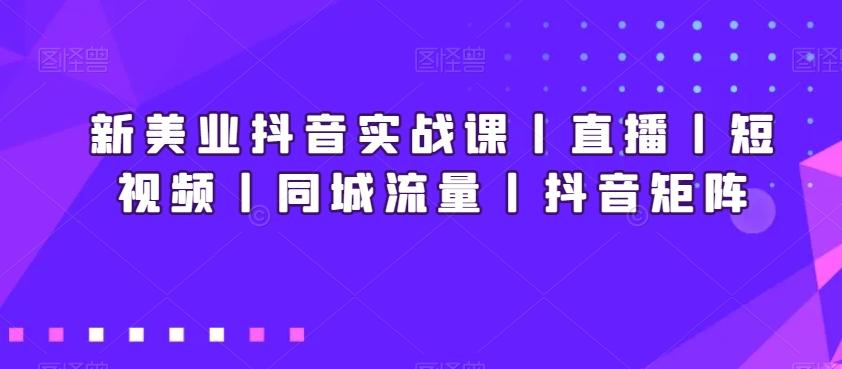 新美业抖音实战课丨直播丨短视频丨同城流量丨抖音矩阵-木白网创