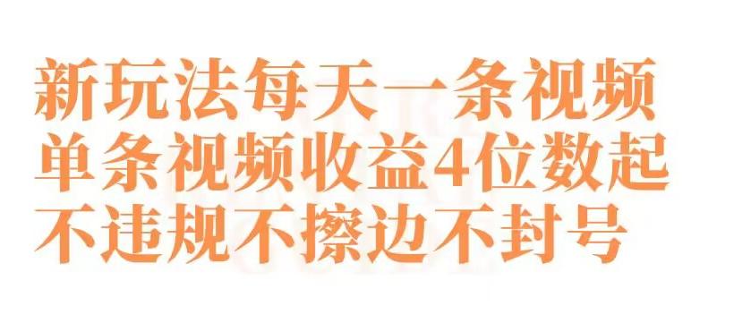 快手新玩法每天一条视频单条视频收益4位数起不违规不擦边不封号【揭秘】-木白网创