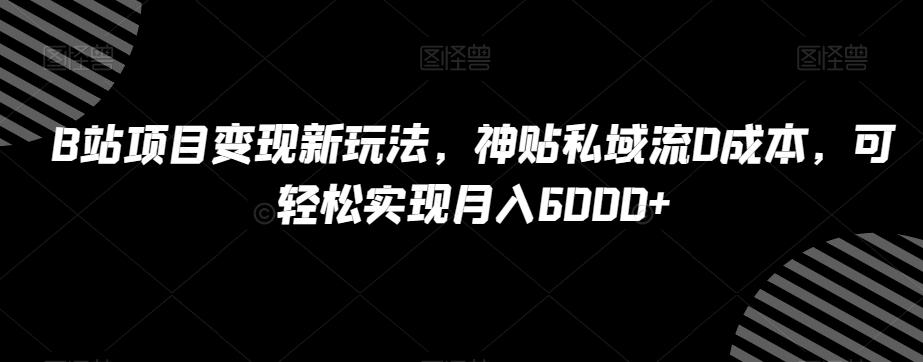 B站项目变现新玩法，神贴私域流0成本，可轻松实现月入6000+【揭秘】-木白网创