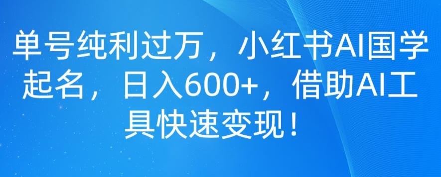 单号纯利过万，小红书AI国学起名，日入600+，借助AI工具快速变现-木白网创