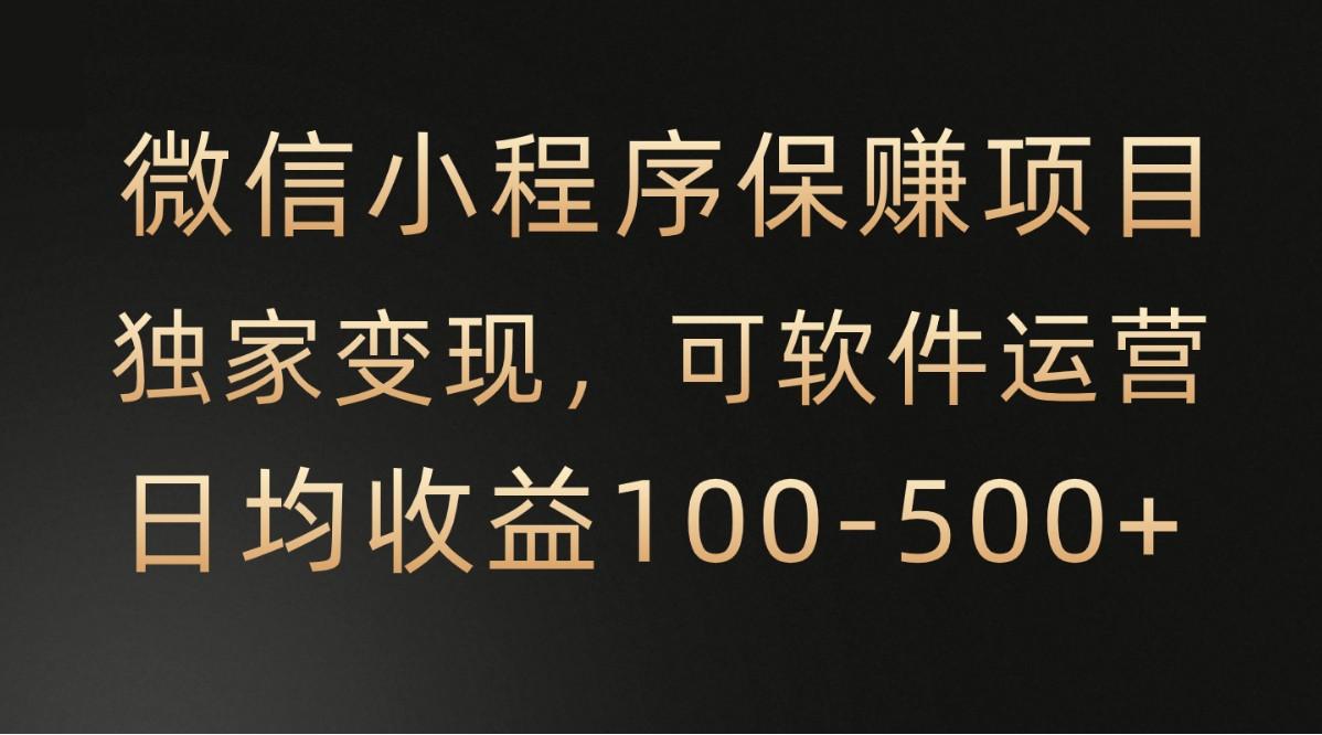 微信小程序，腾讯保赚项目，可软件自动运营，日均100-500+收益有保障-木白网创