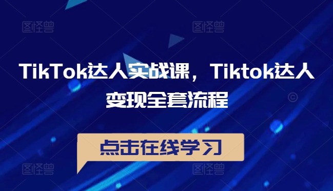 TikTok达人实战课，Tiktok达人变现全套流程-木白网创