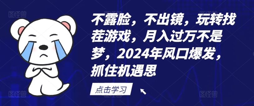 不露脸，不出镜，玩转找茬游戏，月入过万不是梦，2024年风口爆发，抓住机遇【揭秘】-木白网创