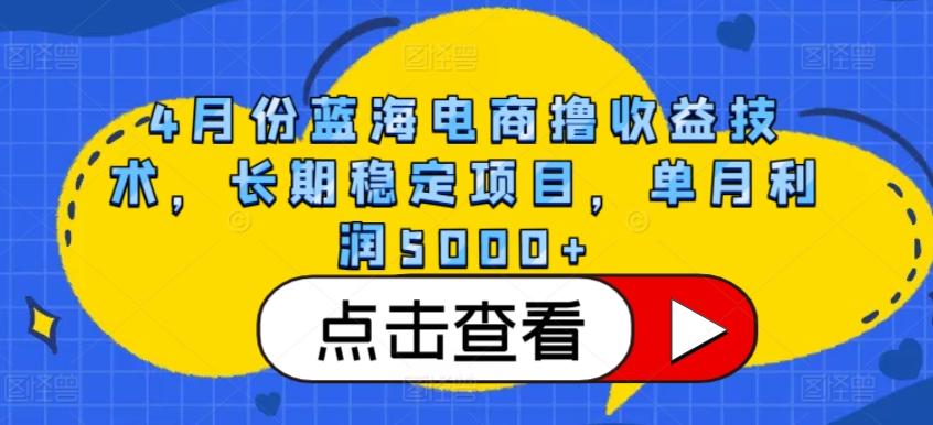 4月份蓝海电商撸收益技术，长期稳定项目，单月利润5000+【揭秘】-木白网创