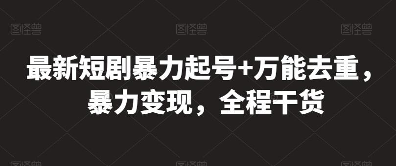 最新短剧暴力起号+万能去重，暴力变现，全程干货【揭秘】-木白网创