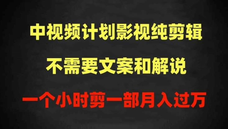 中视频计划影视纯剪辑，不需要文案和解说，一个小时剪一部，100%过原创月入过万【揭秘】-木白网创