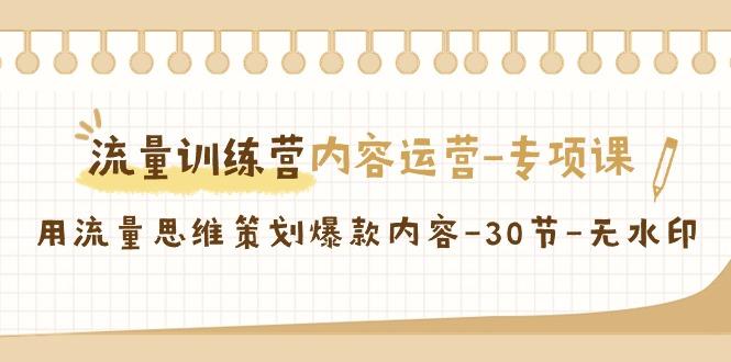 流量训练营之内容运营-专项课，用流量思维策划爆款内容-30节-无水印-木白网创