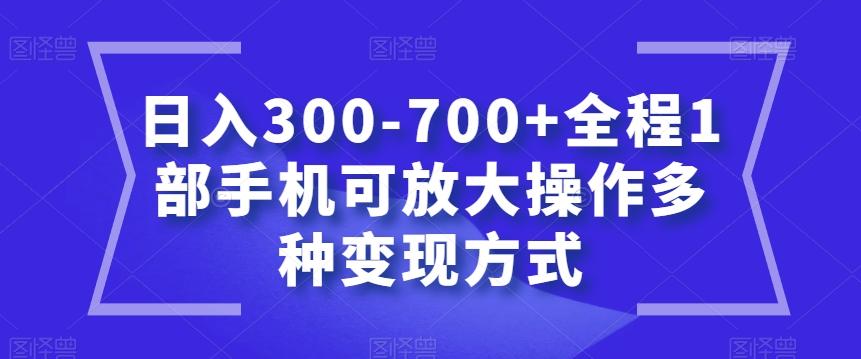 日入300-700+全程1部手机可放大操作多种变现方式【揭秘】-木白网创