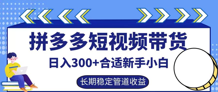拼多多短视频带货日入300+，实操账户展示看就能学会-木白网创