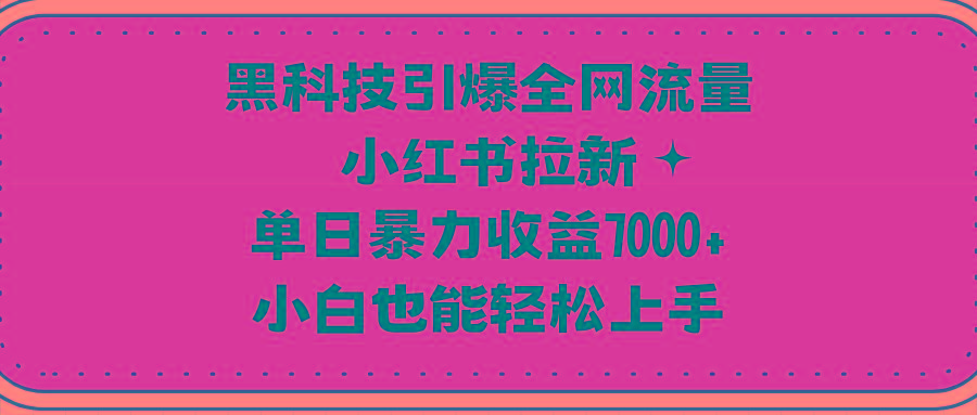(9679期)黑科技引爆全网流量小红书拉新，单日暴力收益7000+，小白也能轻松上手-木白网创