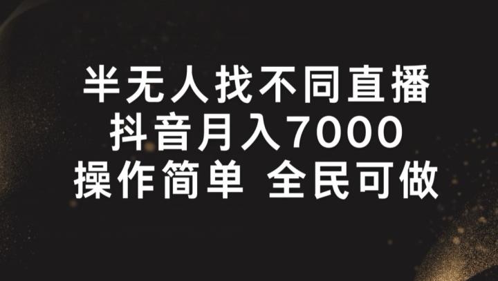 半无人找不同直播，月入7000+，操作简单 全民可做【揭秘】-木白网创