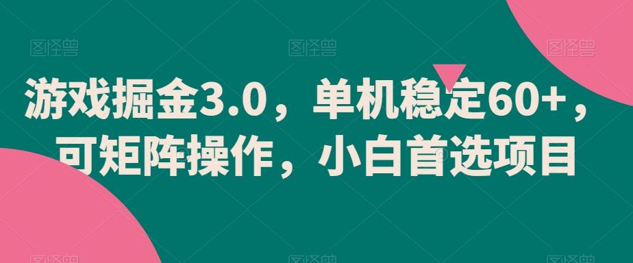 游戏掘金3.0，单机稳定60+，可矩阵操作，小白首选项目【揭秘】-木白网创