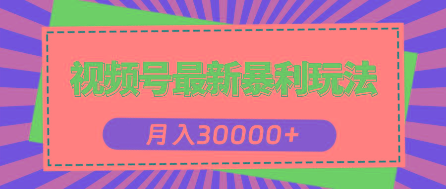 视频号最新暴利玩法，轻松月入30000+-木白网创