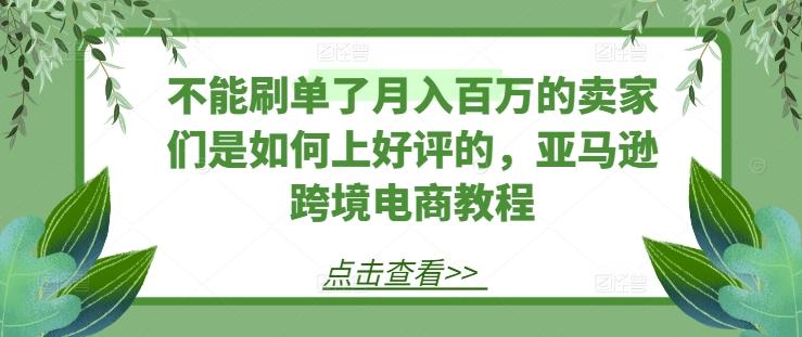 不能刷单了月入百万的卖家们是如何上好评的，亚马逊跨境电商教程-木白网创