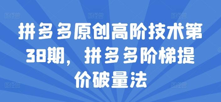 拼多多原创高阶技术第38期，拼多多阶梯提价破量法-木白网创