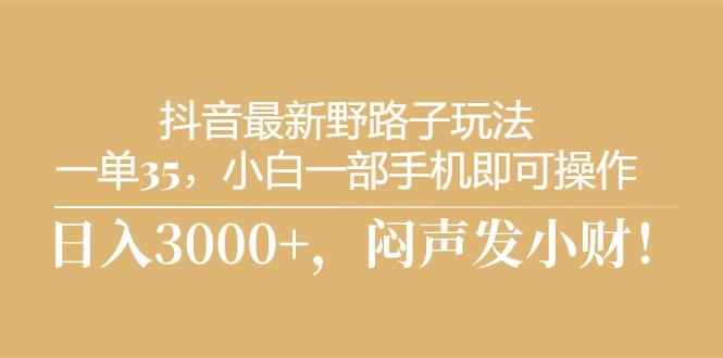 抖音最新野路子玩法，一单35，小白一部手机即可操作，，日入3000+，闷…-木白网创