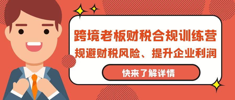 (9838期)跨境老板-财税合规训练营，规避财税风险、提升企业利润-木白网创