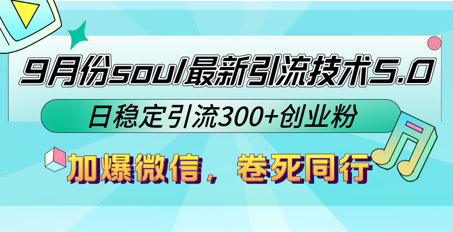 9月份soul最新引流技术5.0，日稳定引流300+创业粉，加爆微信，卷死同行-木白网创