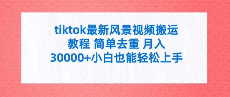 tiktok最新风景视频搬运教程 简单去重 月入3W+小白也能轻松上手【揭秘】-木白网创