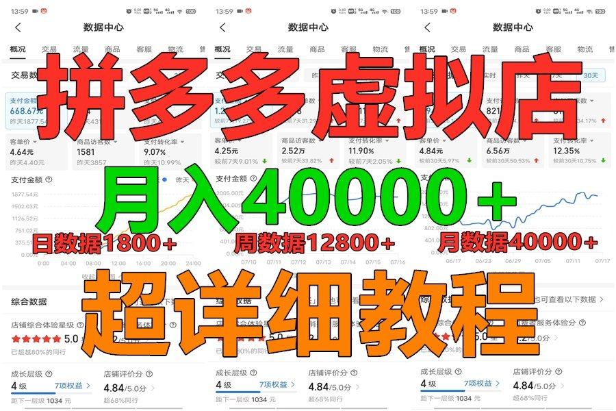 拼多多虚拟电商训练营月入40000+，全网最详细，你做你也行，暴利稳定长久-木白网创