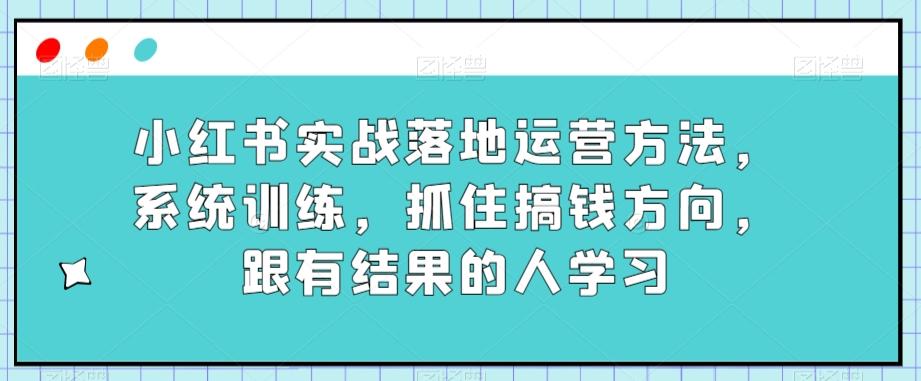 小红书实战落地运营方法，系统训练，抓住搞钱方向，跟有结果的人学习-木白网创