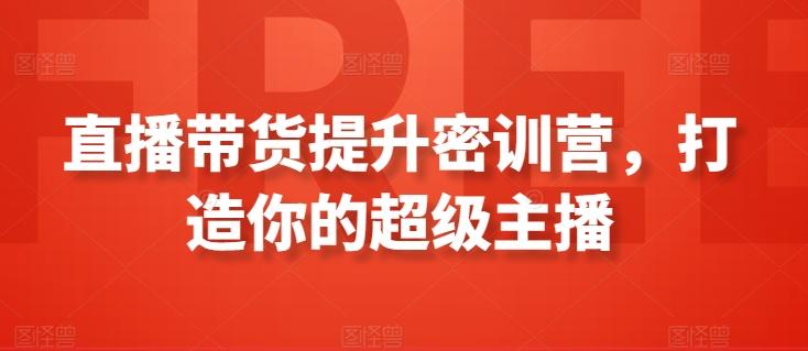 直播带货提升密训营，打造你的超级主播-木白网创