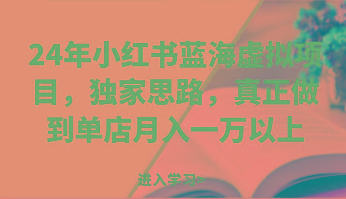 24年小红书蓝海虚拟项目，独家思路，真正做到单店月入一万以上。-木白网创