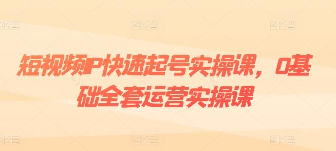 短视频IP快速起号实操课，0基础全套运营实操课，爆款内容设计+粉丝运营+内容变现-木白网创