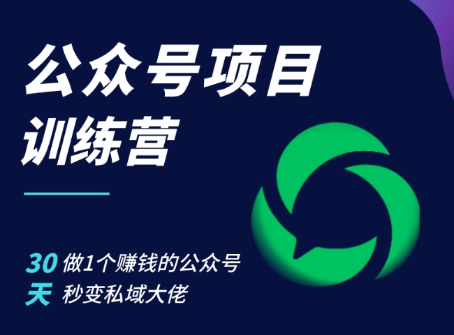 公众号项目训练营，30天做1个赚钱的公众号，秒变私域大佬-木白网创