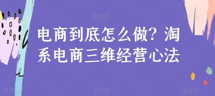 电商到底怎么做？淘系电商三维经营心法-木白网创