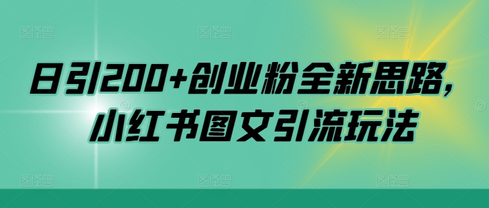 日引200+创业粉全新思路，小红书图文引流玩法【揭秘】-木白网创
