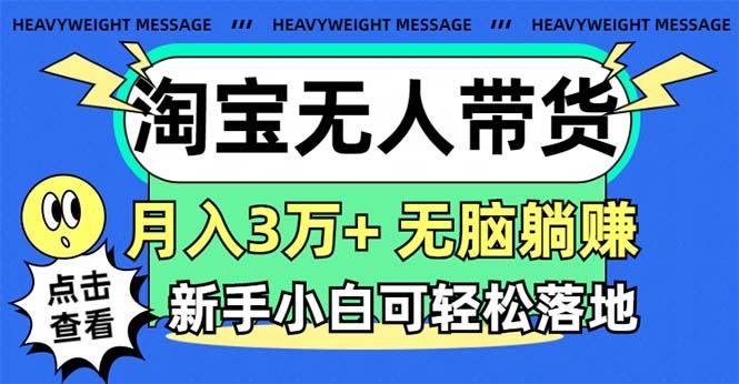 淘宝无人带货3.0高收益玩法，月入3万+，无脑躺赚，新手小白可落地实操-木白网创