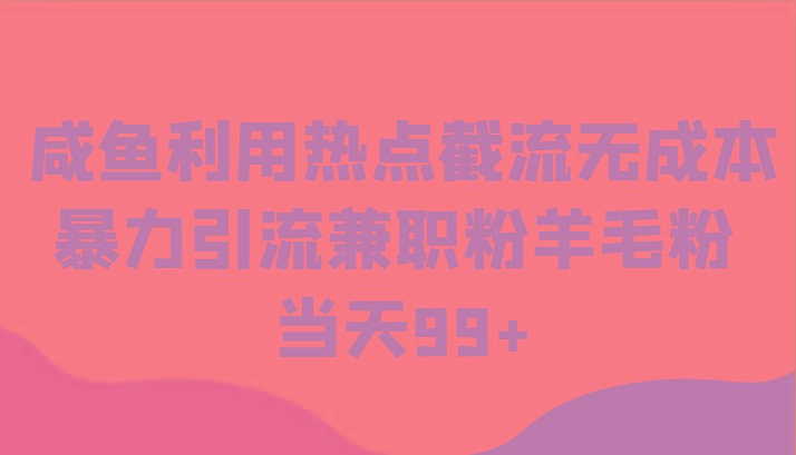 咸鱼利用热点截流无成本暴力引流兼职粉羊毛粉 当天99+-木白网创