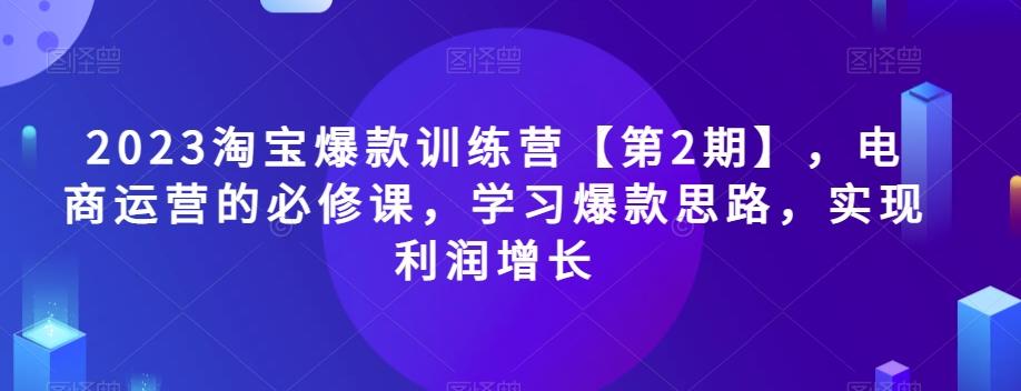 2023淘宝爆款训练营【第2期】，电商运营的必修课，学习爆款思路，实现利润增长-木白网创