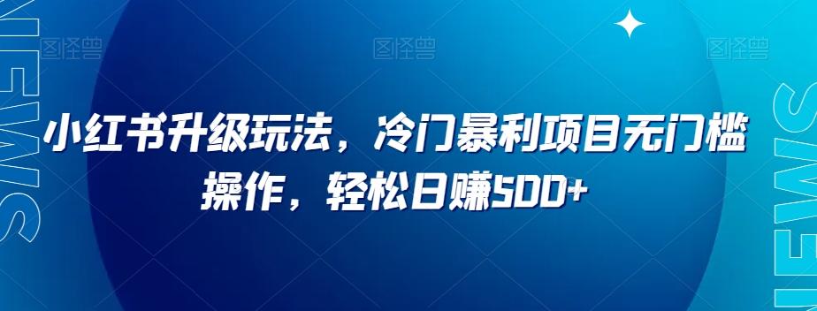 小红书升级玩法，冷门暴利项目无门槛操作，轻松日赚500+【揭秘】-木白网创