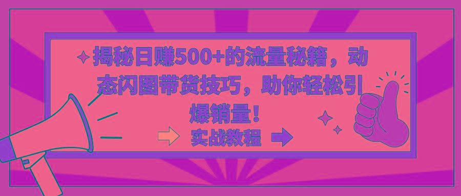 揭秘日赚500+的流量秘籍，动态闪图带货技巧，助你轻松引爆销量！-木白网创