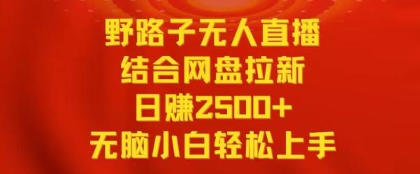 野路子无人直播结合网盘拉新，日赚2500+，小白无脑轻松上手【揭秘】-木白网创